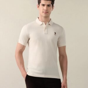 Brand Embroidered Slim Fit Polo Shirt